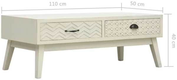vidaXL Couchtisch mit 2 Schubladen Schnitzerei Grau 110x50x40 cm Holz 285751 Bild 6