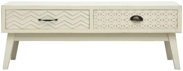 vidaXL Couchtisch mit 2 Schubladen Schnitzerei Grau 110x50x40 cm Holz 285751 Bild 5