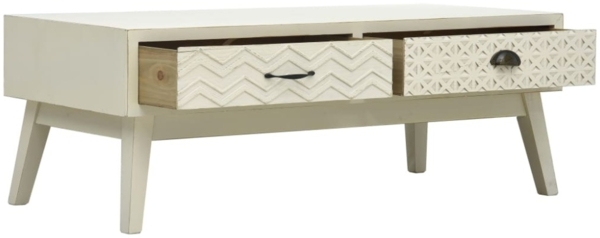 vidaXL Couchtisch mit 2 Schubladen Schnitzerei Grau 110x50x40 cm Holz 285751 Bild 4