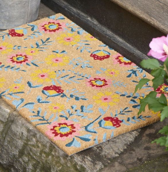 Ib Laursen Fußmatte Ib Laursen - Fußmatte Türmatte Fußabtreter Blumen 45x75cm Kokos PVC