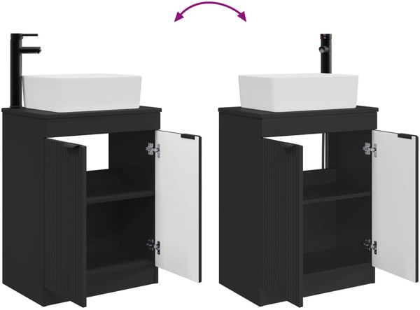 vidaXL Badezimmerschrank mit Waschbecken Schwarz 54 x 35 x 83 cm 890159 Bild 11