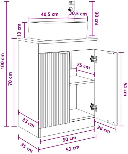 vidaXL Badezimmerschrank mit Waschbecken Schwarz 54 x 35 x 83 cm 890159 Bild 12