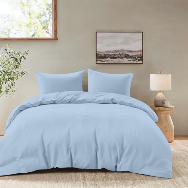 Dreamzie - Bettwäsche 220x240 Set Blau – Bettbezug mit 2 Kissenbezug 80x80 – Mikrofaser Weich & Pflegeleicht - Oeko-Tex
