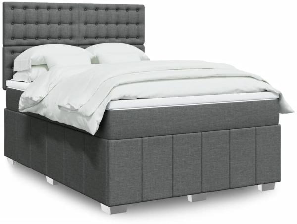 vidaXL Boxspringbett mit Matratze Dunkelgrau 140x190 cm Stoff 3293978