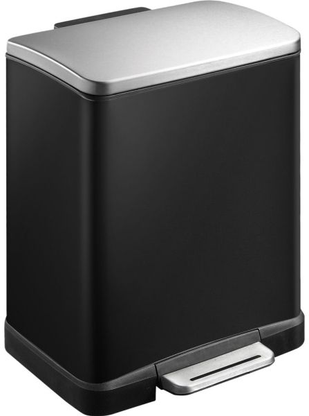 Pedalbehälter EKO E-cube schwarz pulverbeschichteter Stahl 12 l (Kunststoffeinsatz Soft-Close)