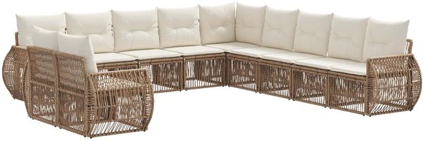 vidaXL Gartensofa-set 11 pcs Beige und Cremeweiß Poly-Rattan 3435471