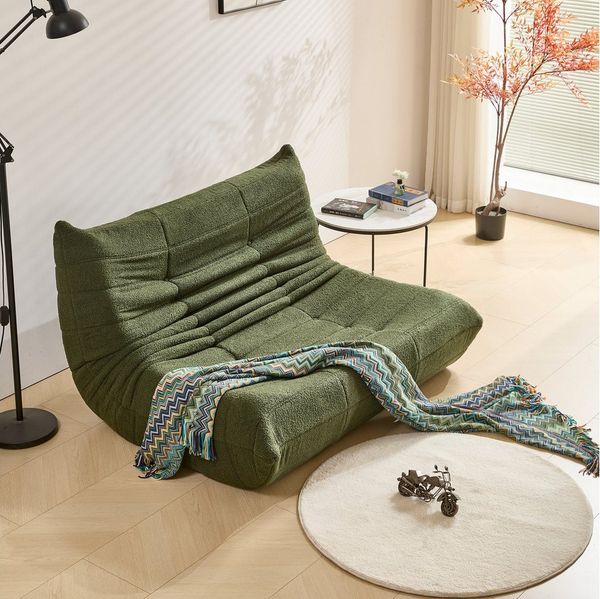 HAUSS SPOLE Sitzsack 2-Sitzer Lazy-Sofa aus Teddy-Samt, modernes Design, Wohnzimmer grün (1 St), Relaxsessel Polstermöbel