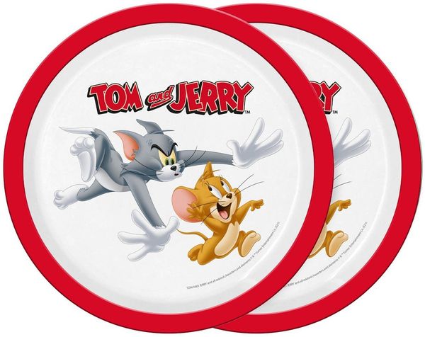 Geda Labels GmbH Frühstücksteller Tom & Jerry 2er Set, (2 St), Rot, 21,5 cm, spülmaschinengeeignet