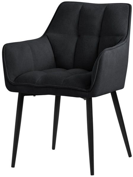 ML-DESIGN Polsterstuhl Esszimmerstuhl mit dickem gepolsterter Sitz, Rücken- und Armlehnen (1 St), Wohnzimmerstuhl aus Frotteestoff Schwarz Loungesessel Küchenstuhl