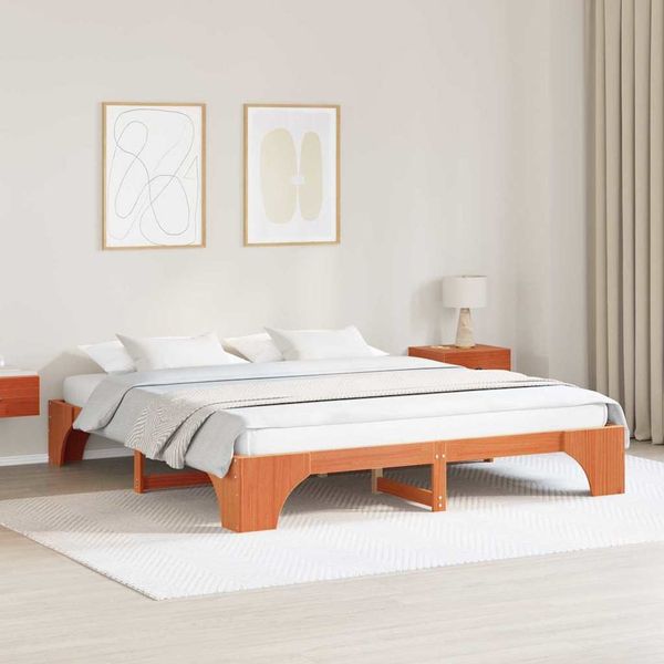vidaXL Bettrahmen Wachsbraun 180 x 200 cm Massives Kiefernholz 872937