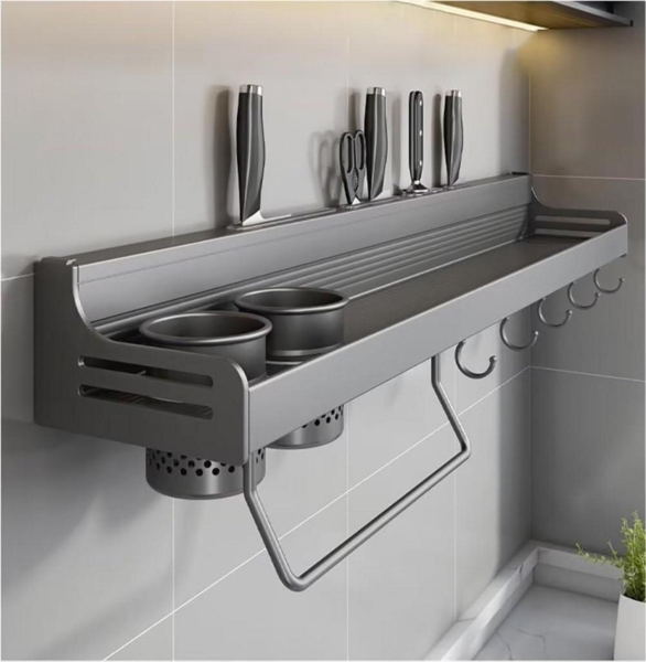 COITROZR Gewürzregal Wand ohne Bohren 40cm Schwarz Bild 4