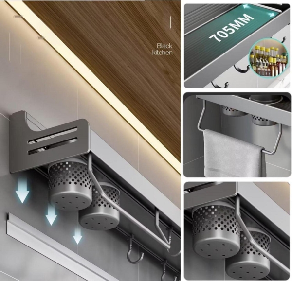 COITROZR Gewürzregal Wand ohne Bohren 40cm Schwarz Bild 5