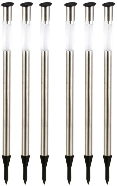 6er Set LED Solar Wegeleuchte, Stecklampe, Edelstahl, H 70cm
