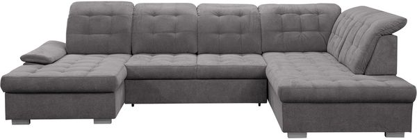 WERK2 Wohnlandschaft Kordula-New U-Form, Sofa in U-Form mit Schlaffunktion & Bettkasten, Schlafcouch