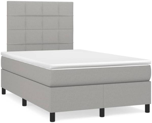 vidaXL Boxspringbett mit Matratze & LED Hellgrau 120x190 cm Stoff 3270197