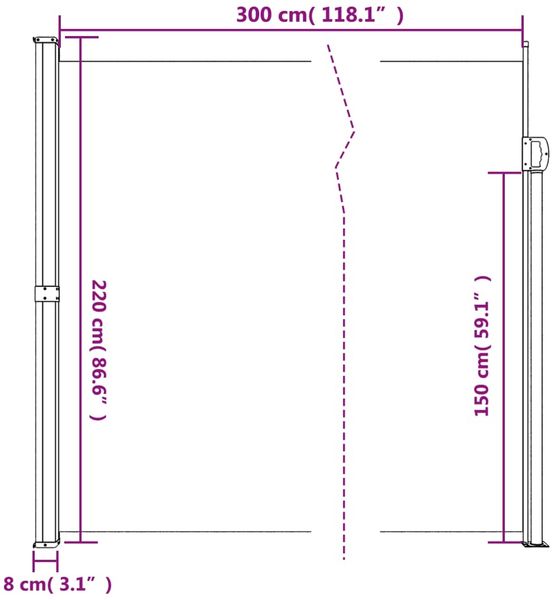 vidaXL Seitenmarkise Ausziehbar Creme 220x300 cm 4004370 Bild 10