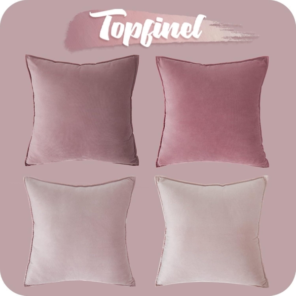 Topfinel Samt Kissenbezug 40x40cm 4er Set Rosa Deko Sofa Kissenhülle Bild 6