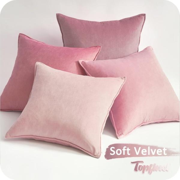 Topfinel Samt Kissenbezug 40x40cm 4er Set Rosa Deko Sofa Kissenhülle Bild 5