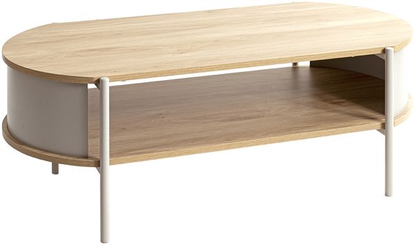 Couchtisch >59137< in Eiche Dekor, Kaschmirgrau - 100x37x54cm (BxHxT)
