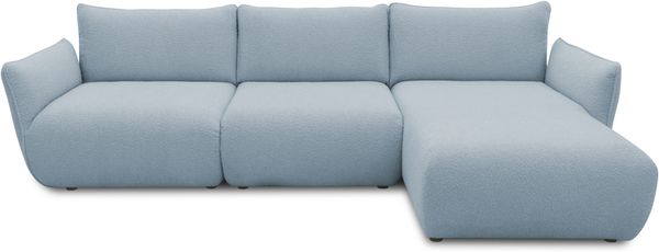 DOMO. collection Ecksofa 800 022, Modulsofa in L-Form mit Taschenfederkern und attraktiver Biese-Naht, Sofa, Polsterecke, Eckcouch 276 x 168 x 79 cm (BxTxH), hellblau