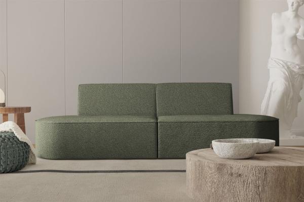 Sofa Designersofa 2-Sitzer MILOT in Stoff Ascot Bukla Moosgrün