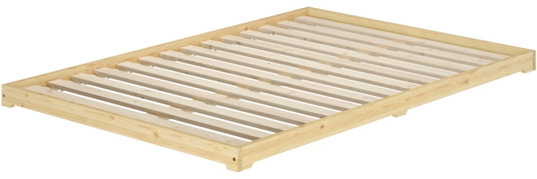 Futonbett Bodenbett extra niedriges Holzett 140x200 Kiefer lackiert Zubehör wählbar V-60.47K-14Rollrost inkl.