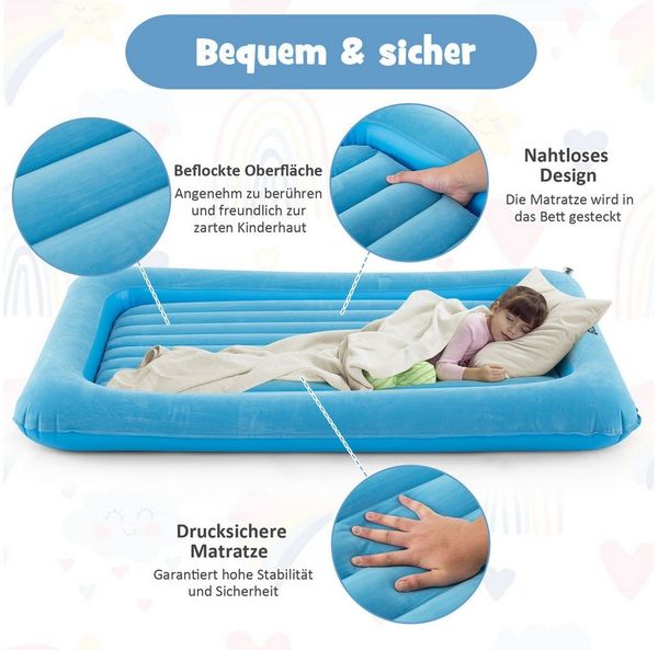 COSTWAY Luftmatratze Kinderluftbett, mit Elektrischer Pumpe & Tasche