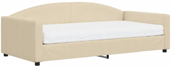 vidaXL Tagesbett mit Matratze Creme 100x200 cm Stoff 3197179