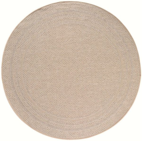 KADIMA DESIGN Teppich VENTOUX Wetterfest UV-Beständig Balkon Waschbar Strapazierfähig, Rund, Höhe: 5 mm, Beige, 80x80 cm, Outdoor Balkonteppich Terrasse Pflegeleicht Robust