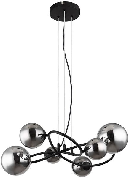 LED Pendelleuchte, Metall schwarz, Rauchglas, L 62,2 cm