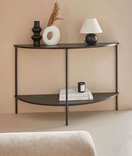 OTTO home Couchtisch Fleuriss, aus massivem Eschenholzfurnier, pulverbeschichtetes Metallgestell