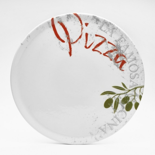 van Well Pizzateller Teller-Set Famosa, mit PIZZA Schriftzug, 6er Set, Ø 33 cm, (6 St), Service, Geschirr-Set für 6 Personen