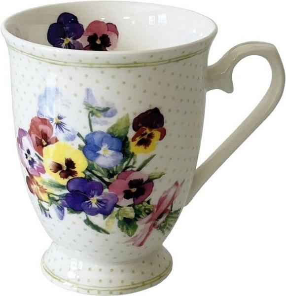 Ambiente Luxury Paper Products Tasse Porzellan, Becher Tee, Kaffee, Sommer Blumen Mug Kollektion, Material Porzellan Blumen Veilchen Kollektion, Sommer Kollektion, ideal als Geschenk