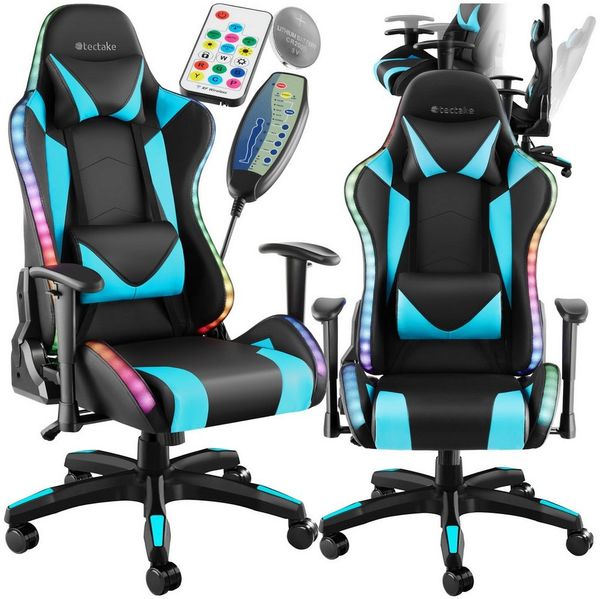 tectake Gaming-Stuhl Gamingstuhl (Set, 1 St), Verstellbare Rücken- und Armlehnen für ergonomisches Sitzen