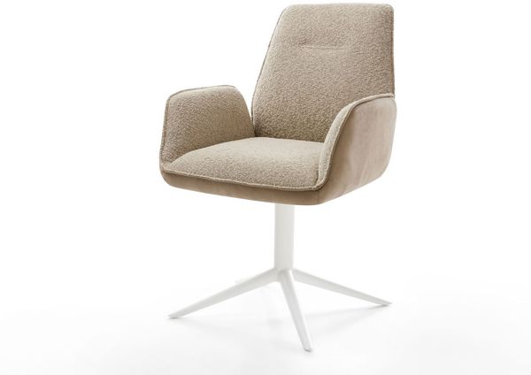 Drehstuhl Zoa-Flex Materialmix Schlamm Fußkreuz Weiß 360° drehbar Wippfunktion Taschenfederkern