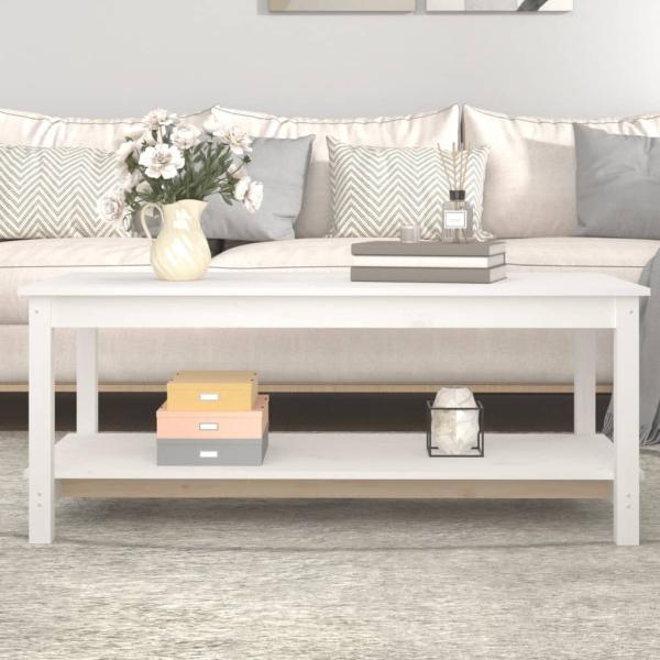 Couchtisch Weiß 110 x 55 x 45 cm Massivholz Kiefer [822273]
