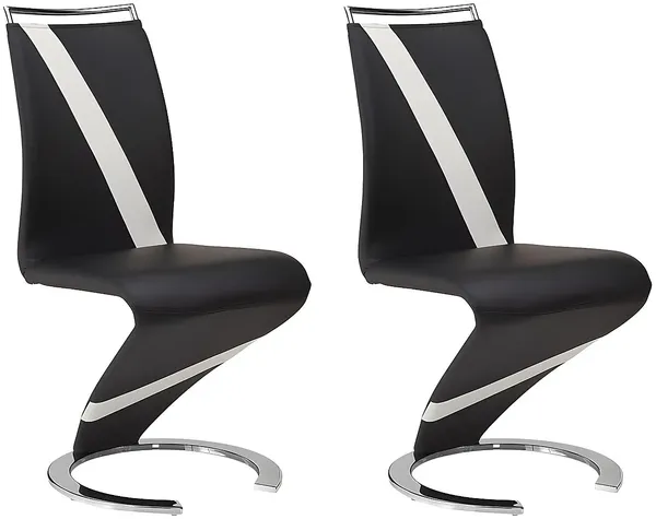 Vente-unique - Stuhl Freischwinger 2er-Set - Kunstleder - Schwarz & Weiß - TWIZY