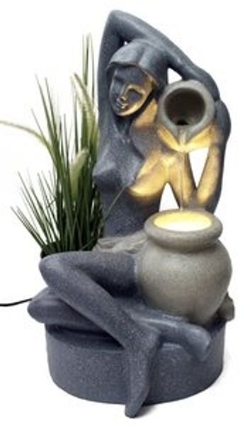 Arnusa Gartenbrunnen Springbrunnen 60 cm BK861 mit LED Beleuchtung Zimmerbrunnen, für den Innen- und Außenbereich Wasserspiel Bild 6
