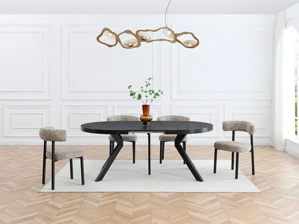 Vente-unique - KOMONI Esstisch Holz, Platte Schwarz - B 120 cm x H 76 cm x L 250 cm300 cm150 cm200 cm