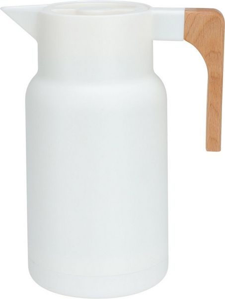 Koopman Kaffeekanne Isolierkanne 1 L Thermoskanne Kunststoff 2 Farben, (1-St), 1L, 2 Farben zur Auswahl, Bambusgriff