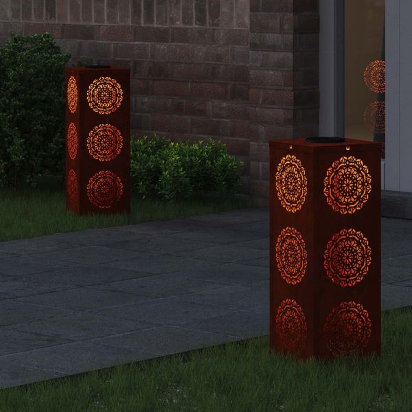 vidaXL Solar LED Weg Licht 2 pcs Rostig Wetterfeststahl 879785 Bild 3