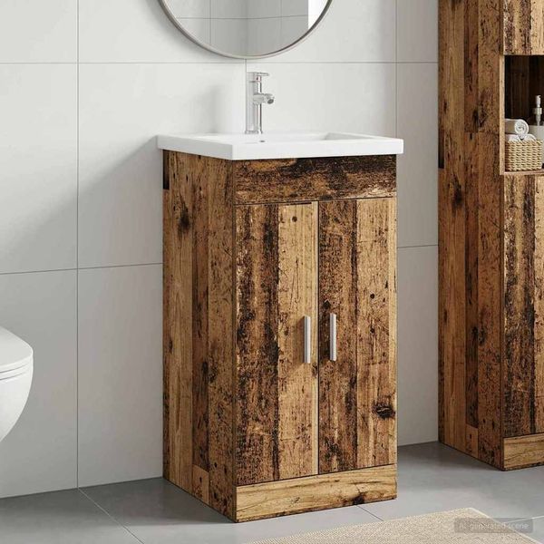 vidaXL Badezimmerschrank mit Waschbecken Altholz 42 x 40 x 84,5 cm 890678