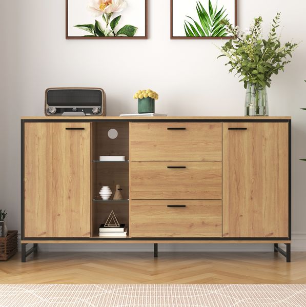 Sideboard 160x40x85 cm mit 3 Schubladen – modernes Möbelstück in Holzfarbe