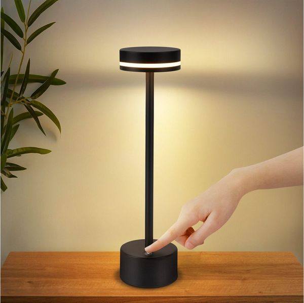 Nettlife LED Tischleuchte Drahtlose Batterie Nachttischlampe Dimmbar USB-C-Akku Touch-Lampe, Touch Dimmbar, LED fest integriert, Modern Tischlampe für Schlafzimmer Esszimmer Büro