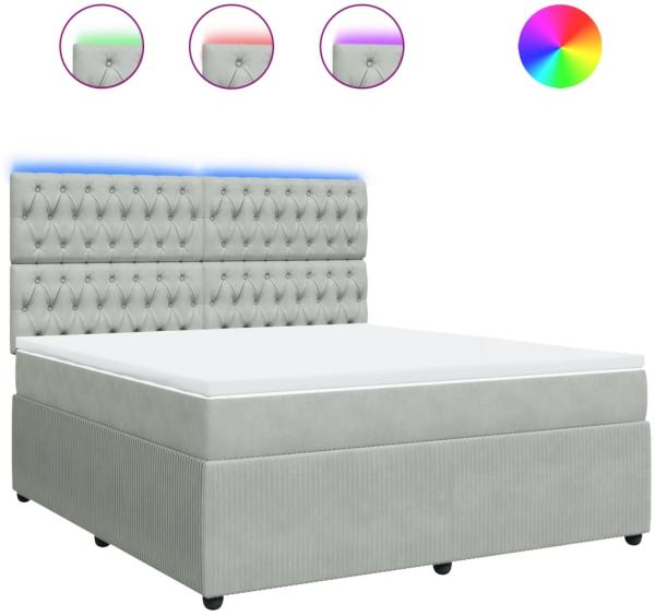 vidaXL Boxspringbett mit Matratze Hellgrau 180x200 cm Samt 3294712