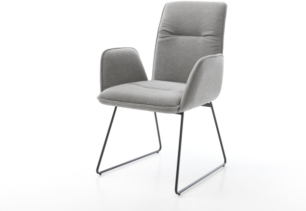 Esszimmerstuhl Vinja-Flex Strukturstoff Soft Grau Kufengestell Schwarz