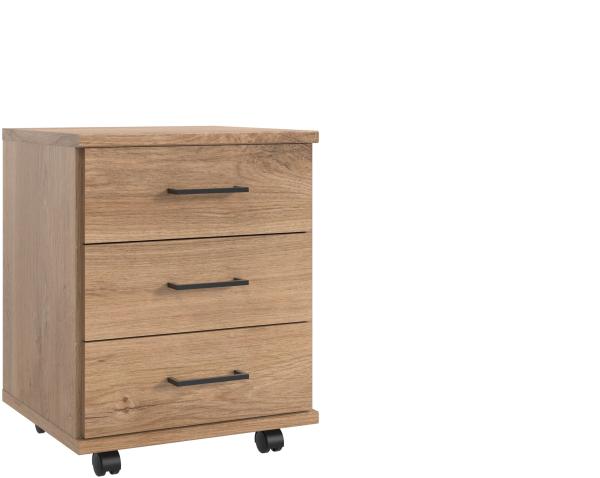 Rollcontainer >HOME DESK< in Plankeneiche Nachbildung - 46x58x40cm (BxHxT)