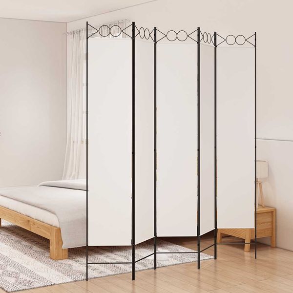 vidaXL 5-tlg. Paravent Weiß 200x220 cm Stoff 350170
