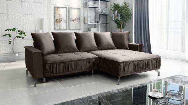 Ecksofa Schlafsofa Sofa FLORENCE Stoff Element Braun Ottomane Rechts