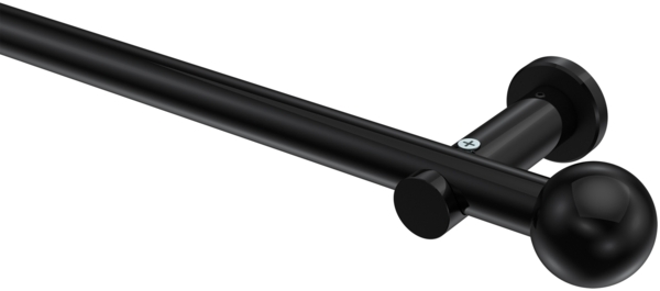 Gardinenstangen-Set Platon Luino 200 cm, 1-läufig (ohne Ringe), 20 mm Ø Schwarz